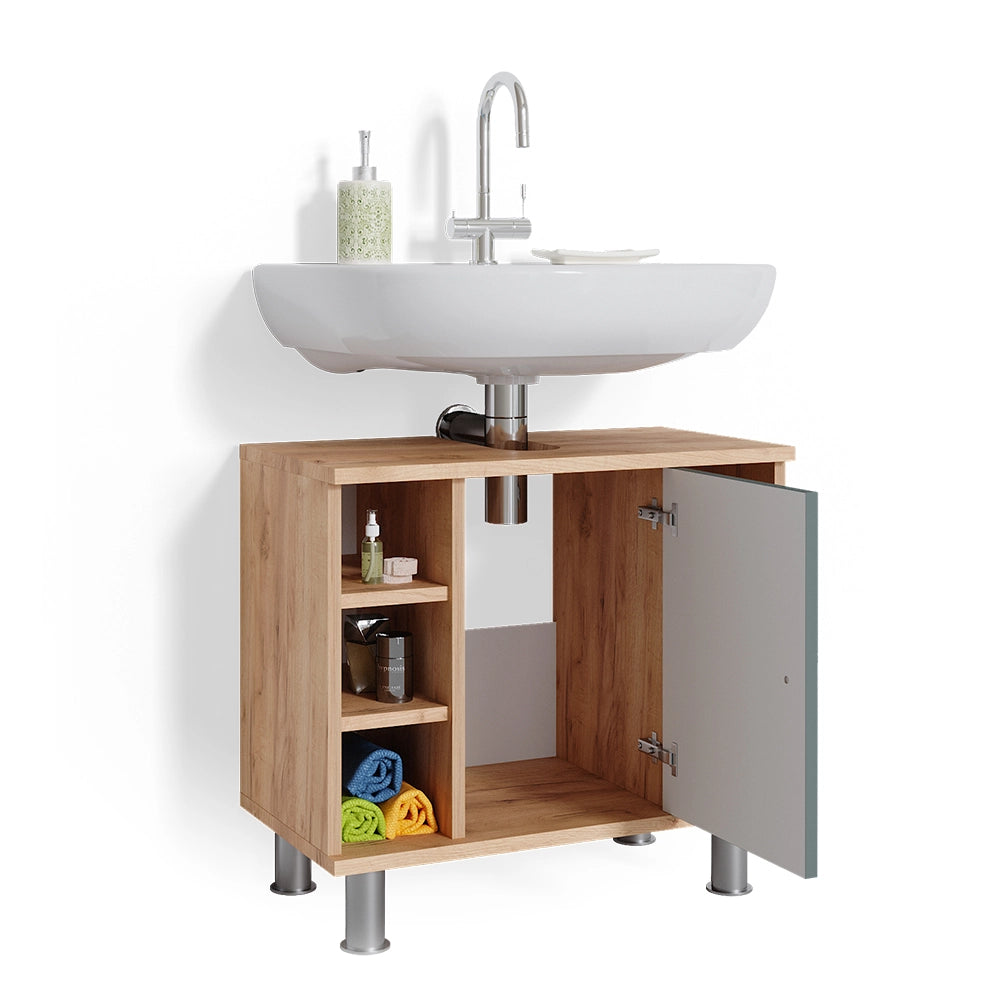 Vicco Mobile sottolavabo per bagno Quercia verde/oro 60 x 54 cm