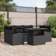 Set di 7 divani da giardino con cuscini Nero Polyrattan