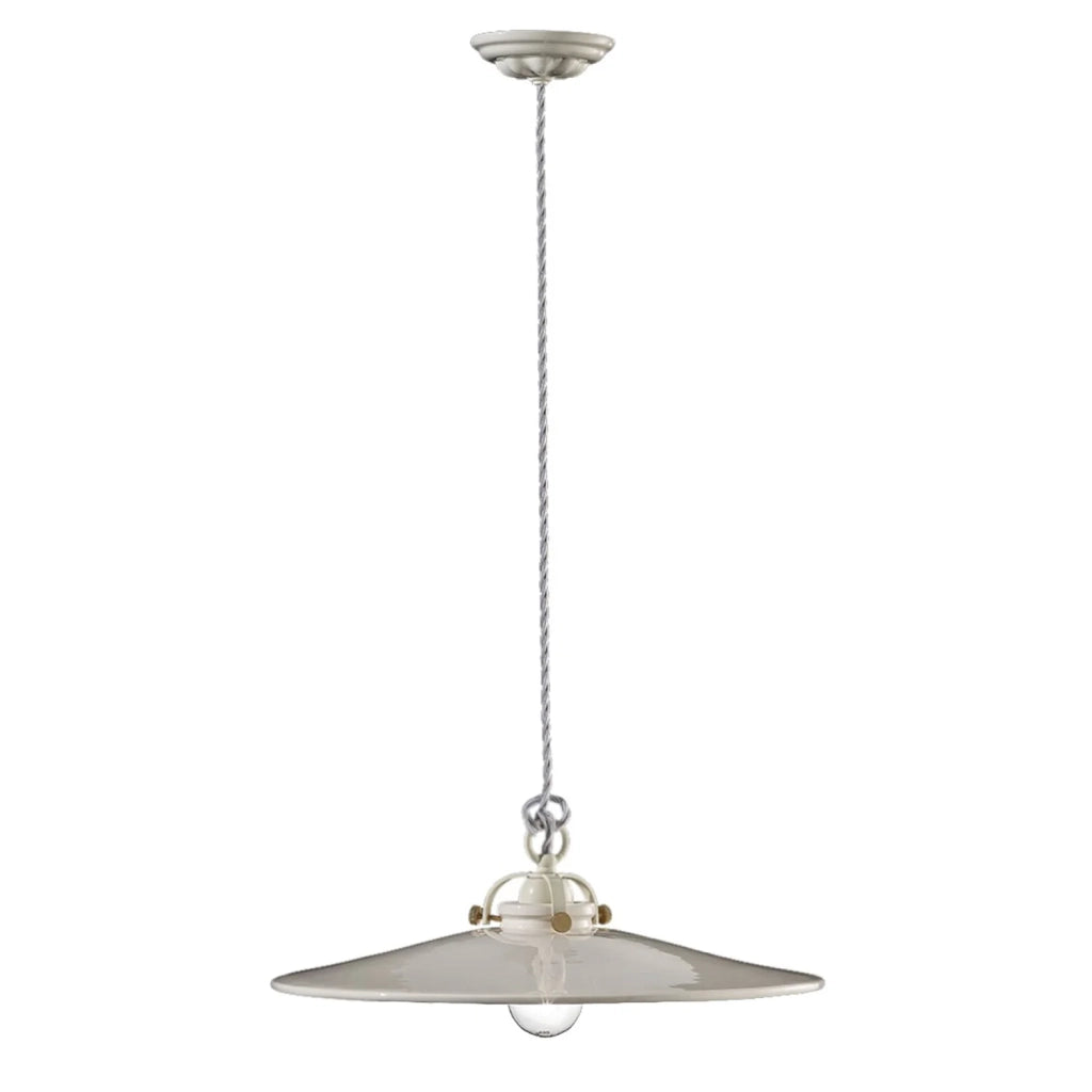 Lampadario Industrial Minimal B&W Metallo Smaltato Bianco 1 Luce E27 42Cm