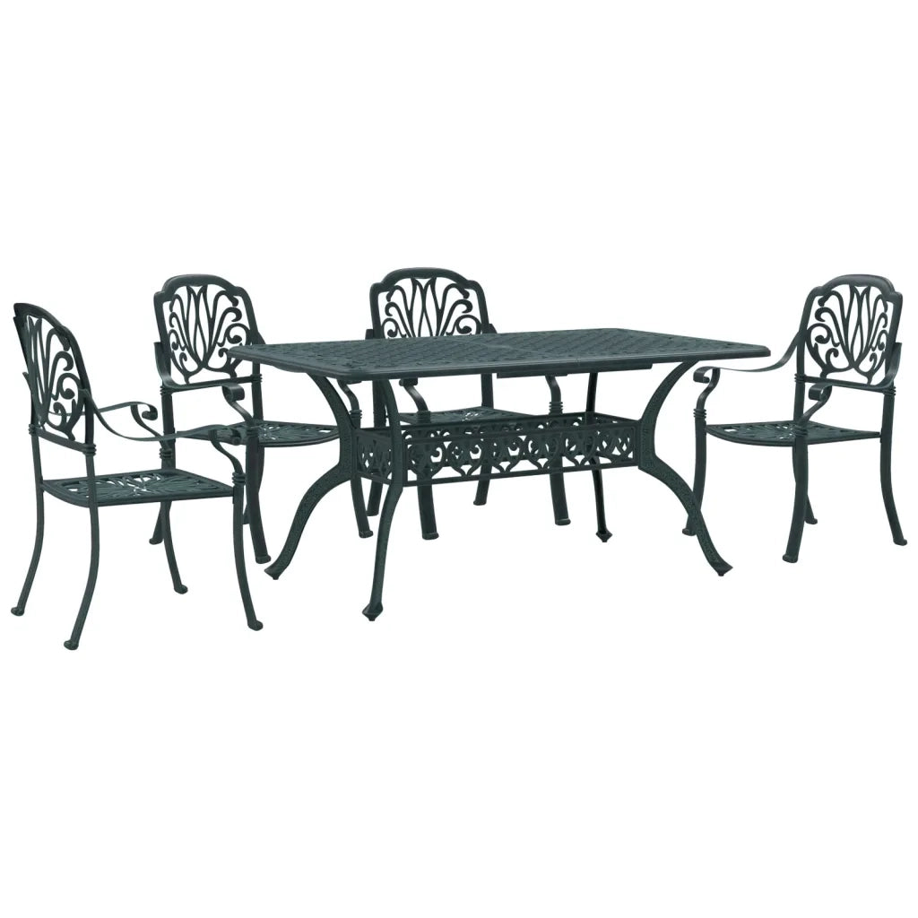 vidaXL Set da Pranzo da Giardino 5 pz Verde in Alluminio Pressofuso