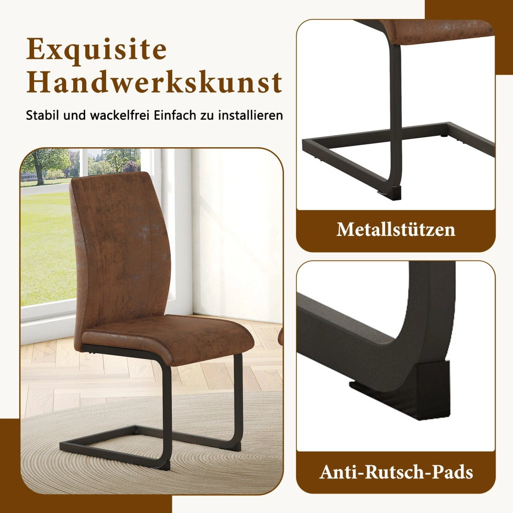 SEDIA da pranzo ergonomica Set da 2 pezzi 43x44,5x5 cm tessuto marrone