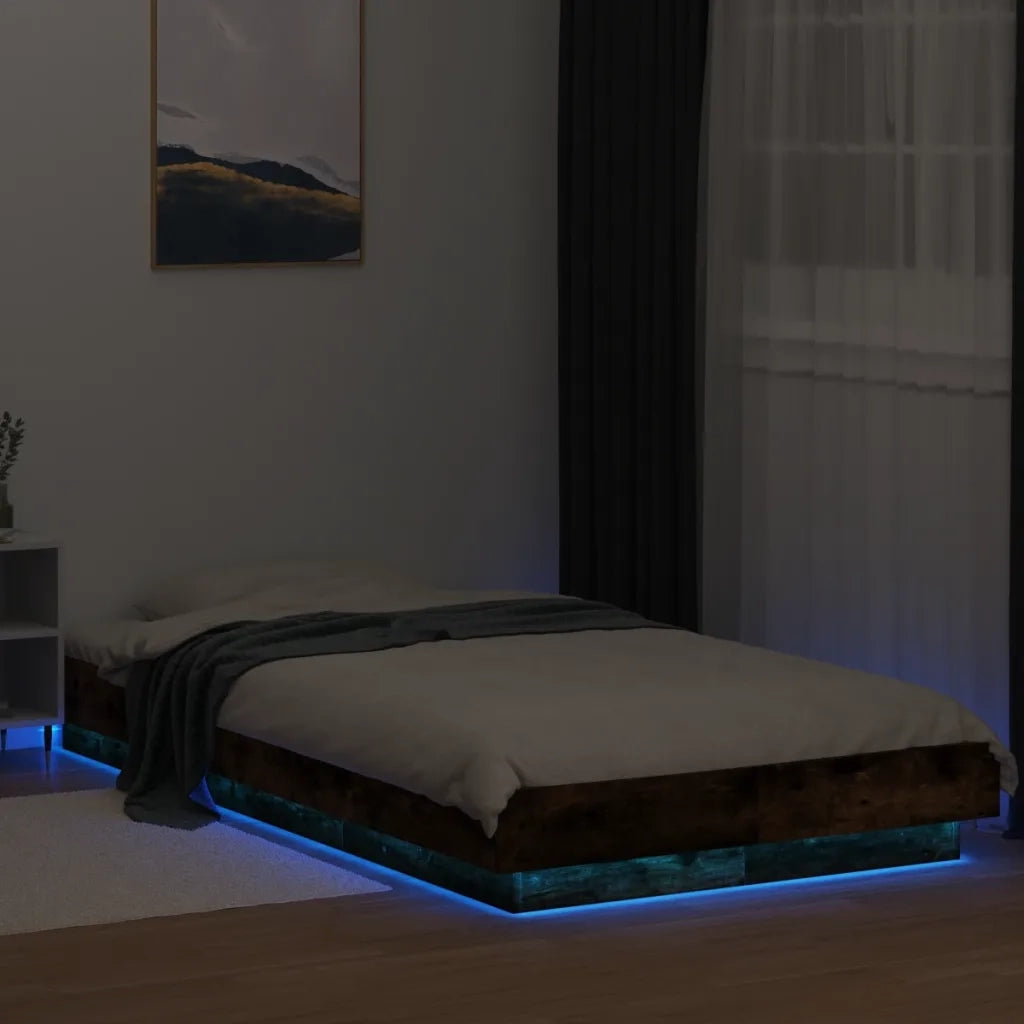 Giroletto con Luci LED Rovere Fumo 90x200 cm Legno Multistrato 3281123