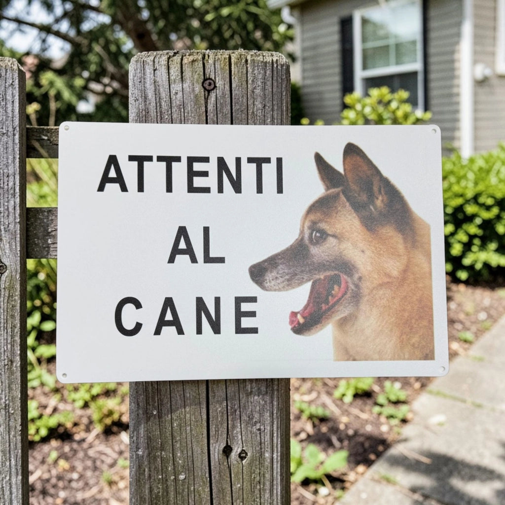 Cartello Attenti al Cane 30x20 cm con 4 Fori e Adesivi 884897