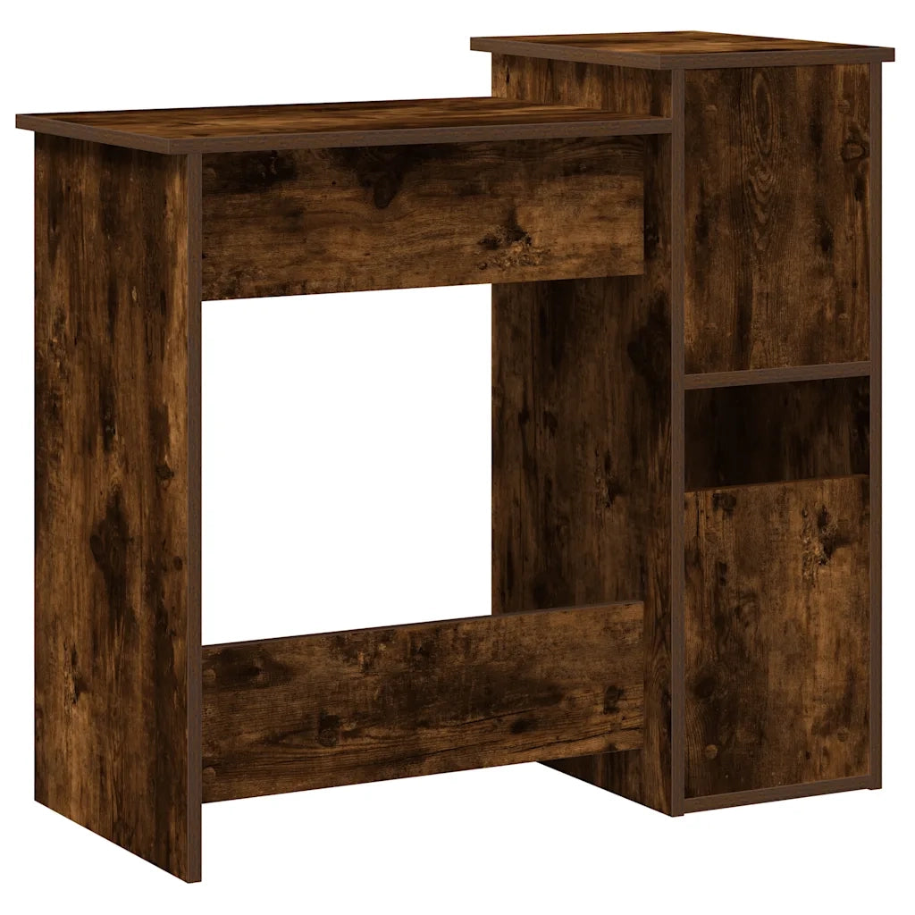 Scrivania | Tavolo da Ufficio Mensole Rovere Fumo 84x40x78 cm Legno Multistrato