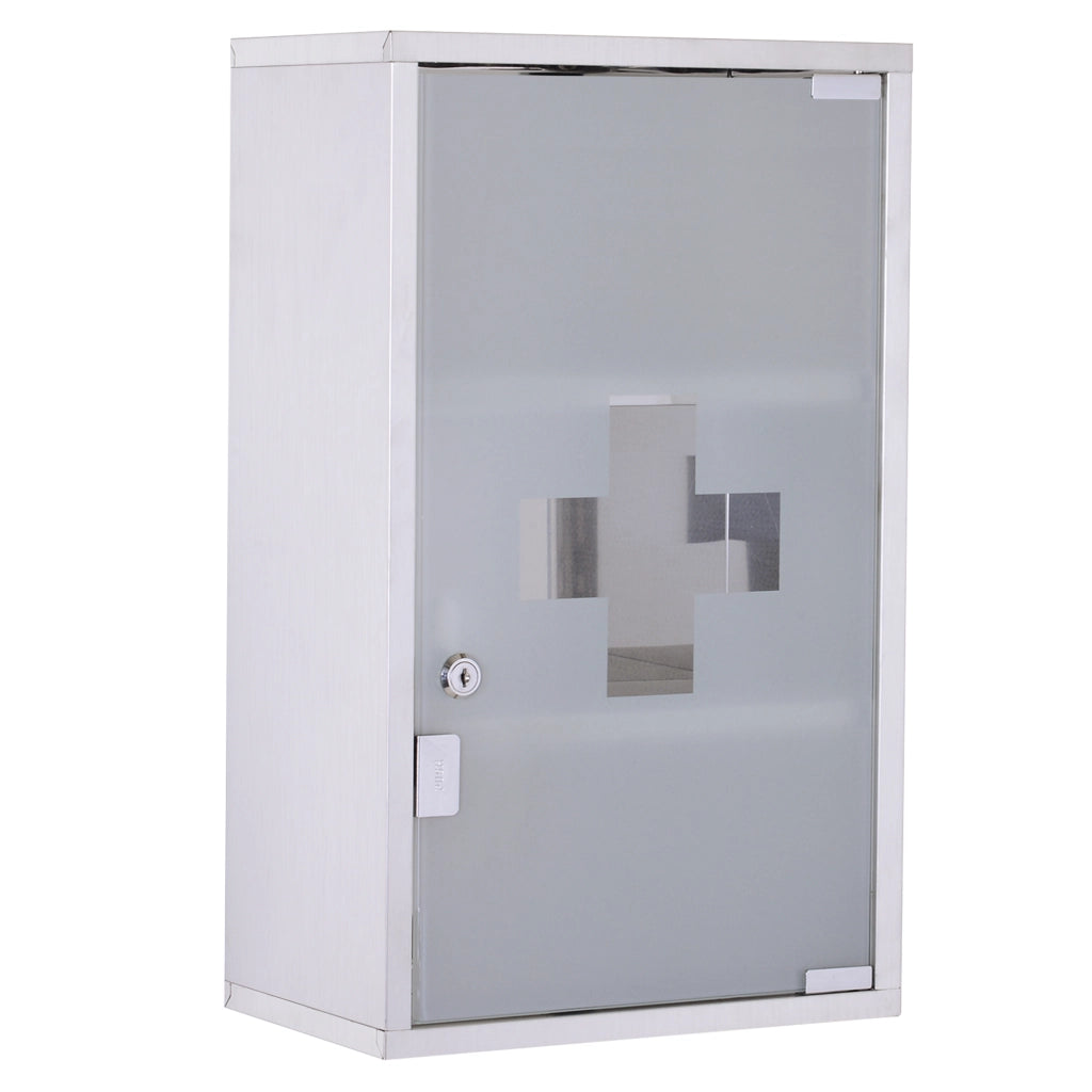 ARMADIETTO MEDICINALI con serratura 30x12x60 cm Acciaio argento
