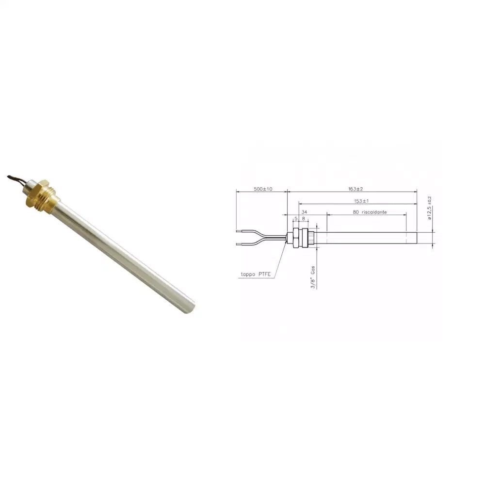 Resistenza Candeletta Stufa a Pellet 3/8 330W 163mm PYROS 153mm battuta HT62659 - UNIVERSALE
