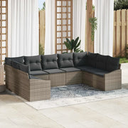 Set di divani con cuscino 9 pcs Grigio polyrattan