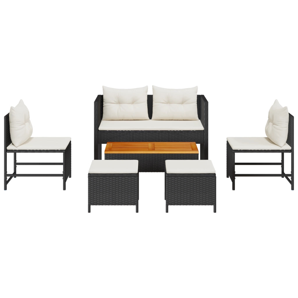 Set Divano da Giardino Nero Polirattan Sintetico Medio
