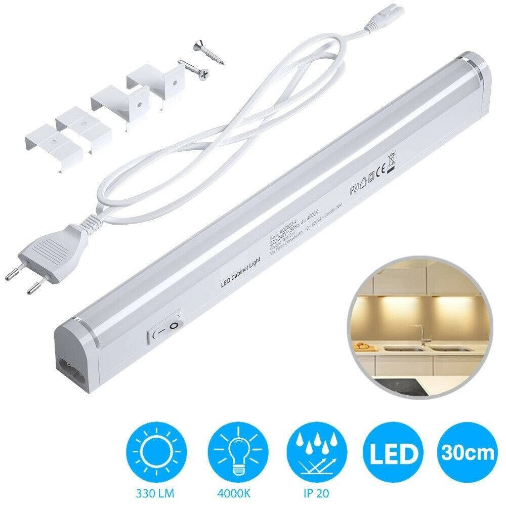 Trade Shop - Lampada Luce Sottopensile 30cm Mobili Cucina Armadio Barra Led 330lm Bianco - -bianco Freddo      -