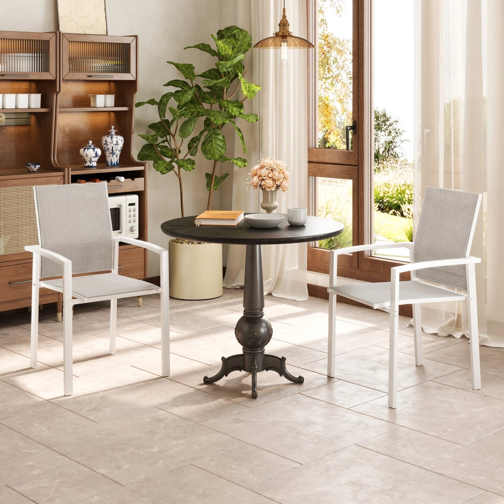 Sedia da giardino impilabile ¨C zephmum ¨C 2 pezzi, grigio chiaro, 56x58x89 cm