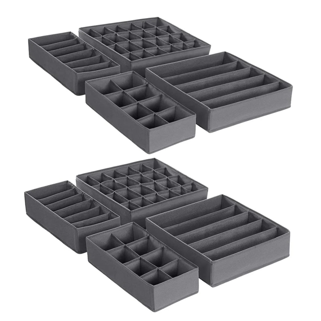 Contenitori pieghevoli per biancheria intima set di 8 divisori per cassetti organizer per cassetti per mutandine reggiseni calzini cravatte grigio 12_0004485