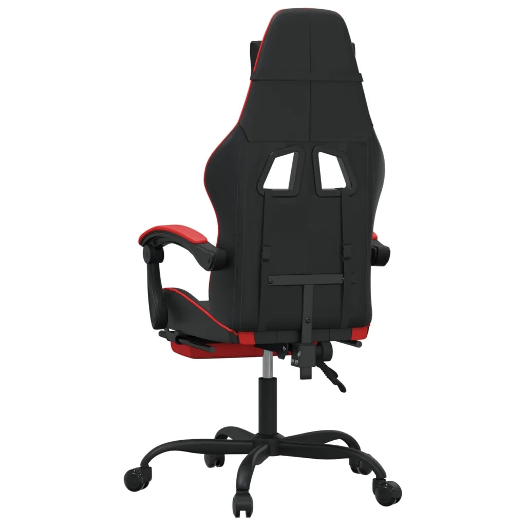 Sedia da Gaming Girevole Poggiapiedi Nero e Rosso Similpelle cod mxl 72799