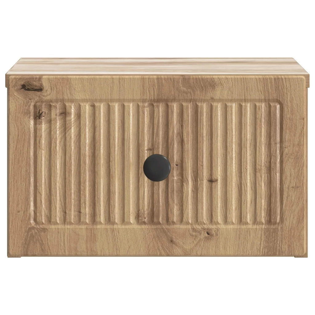 Set di 2 Comodini | Armadio da Notte | Mobiletto da notte a muro con cassetto Rovere Artigianale