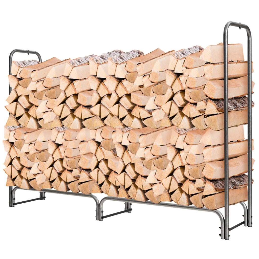 Portalegna 184 x 35,5 x 122,5 cm impermeabile ergonomico progettato per legna da ardere grigio ghisa 20_0009819