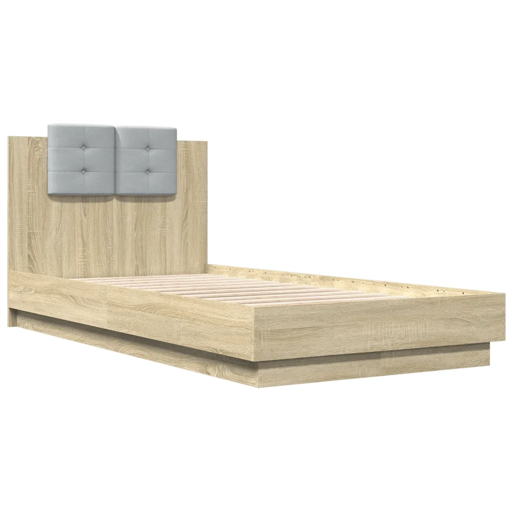 Giroletto con Testiera e LED-Struttura Letto con testiera Rovere Sonoma 75x190 cm 416444