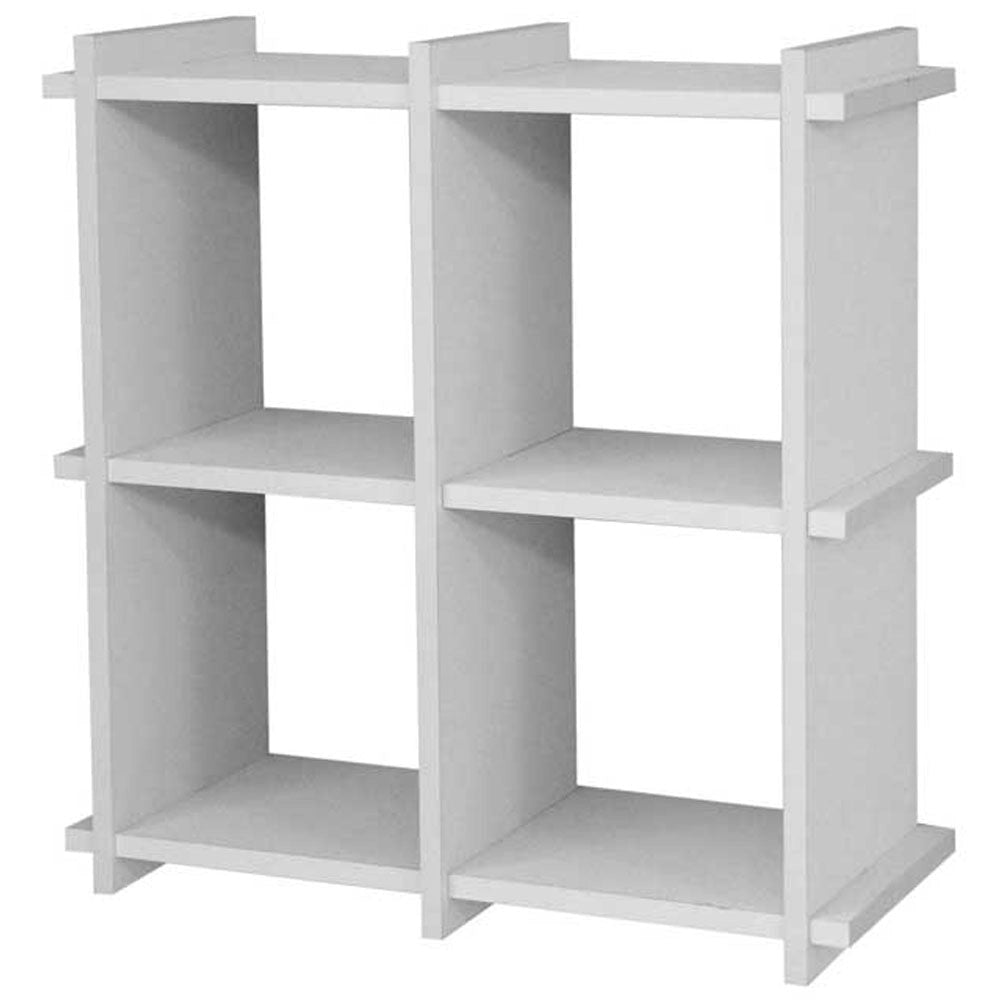 Libreria Scaffale a Parete 4 ripiani Bacheca in Legno Bianco Multiuso