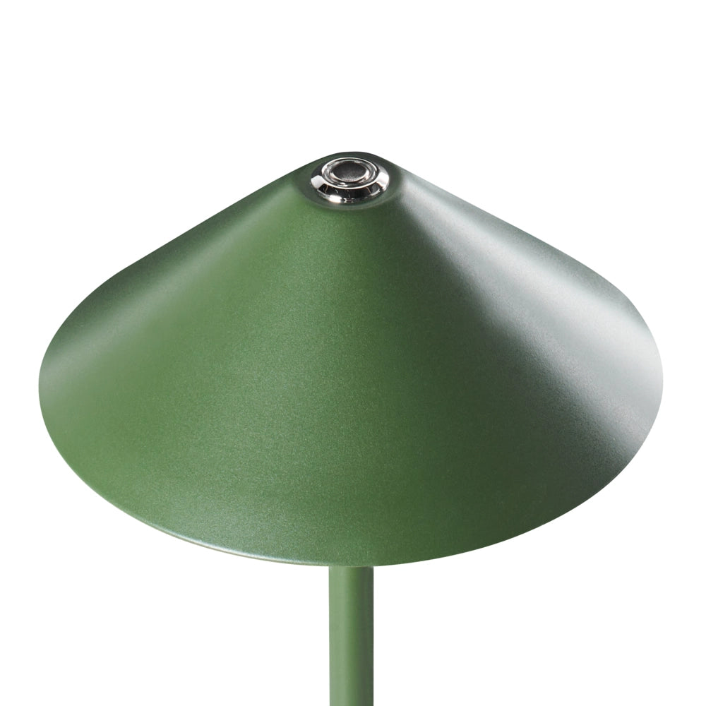 Lampada da tavolo wireless in metallo verde per interni ed esterni con porta USB C ricaricabile