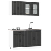 vidaXL Set Mobili da Cucina 4 pz Lucca Neri Legno Multistrato