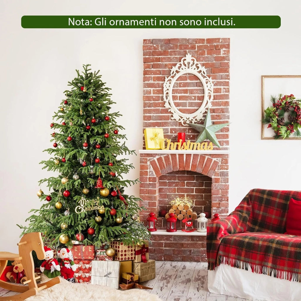 Albero di Natale 180 cm, Albero di Natale Pre-illuminato con 270 Luci LED Bianco Caldo, 746 Punte di Rami & Base in Metallo Pieghevole, Decorazione Natalizia (180 cm)
