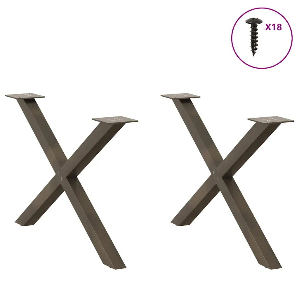 Gambe per Tavolino da Caffè a Forma di X 2 pz Acciaio Naturale 70x(42-43) cm Acciaio 4012907