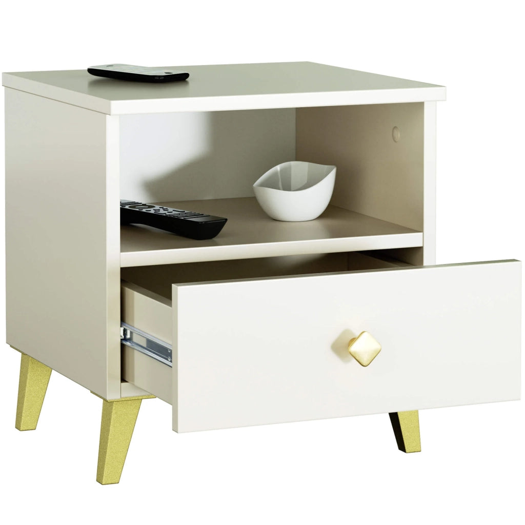 Comodino AKORD MOBI color cashmere con cassetto L40 x H43 x P37 cm