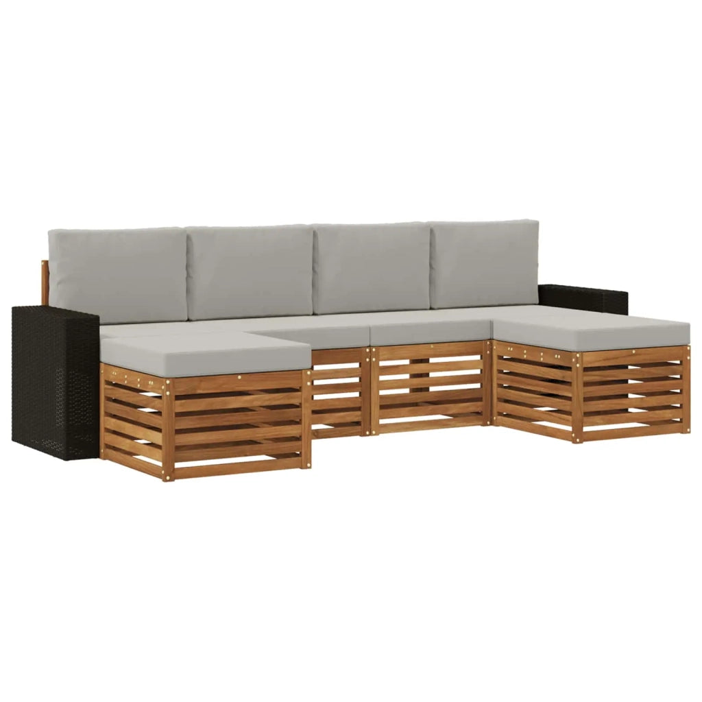 Set divani con cuscino 6 pcs Naturale e Grigio Chiaro 3384692