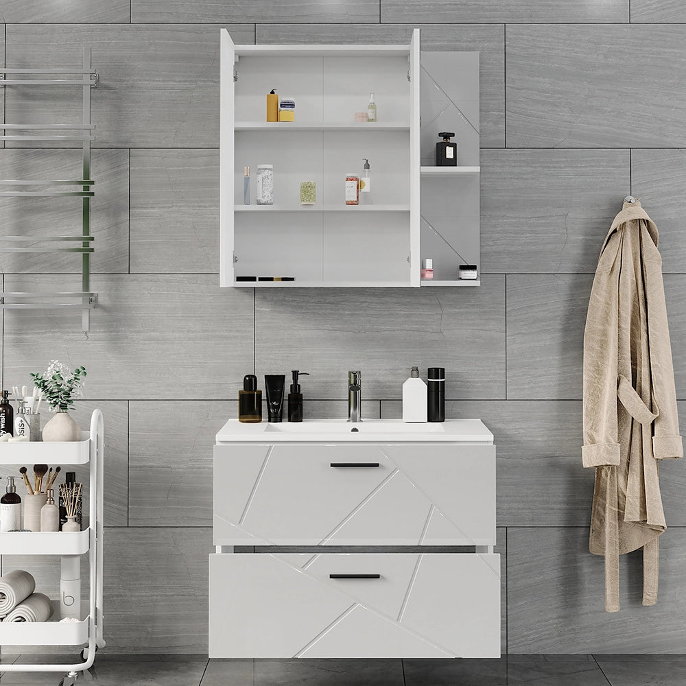 Vicco Set di mobili da bagno Bianco/bianco lucido 3 parti