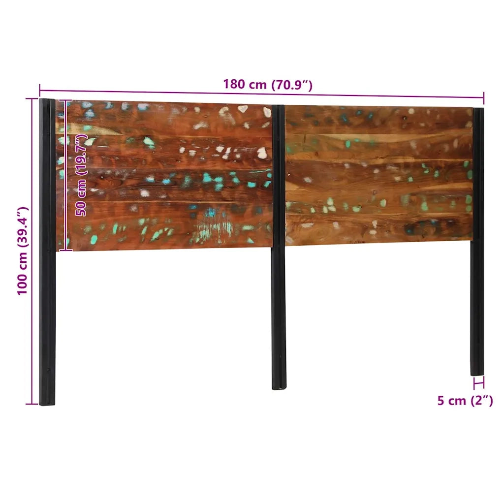 Testiera 180 cm in Legno Massello di Recupero e Ferro 4017556