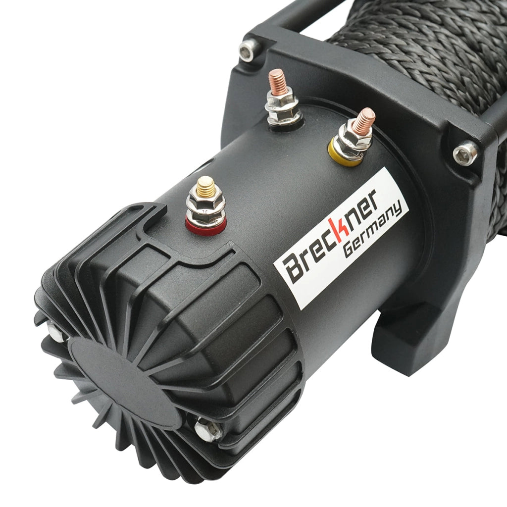 Verricello elettrico con telecomando 12V, 6,5hp, 6,1T (13500lbs) cavo sintetico 9x24m solenoide 400A Breckner Germany