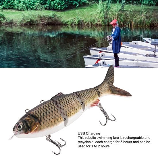 Robotico simulante di pesca - acquario USB ricaricabile - luce LED verde - vasca per acquario multi collegata - adatta per la pesca sportiva -...