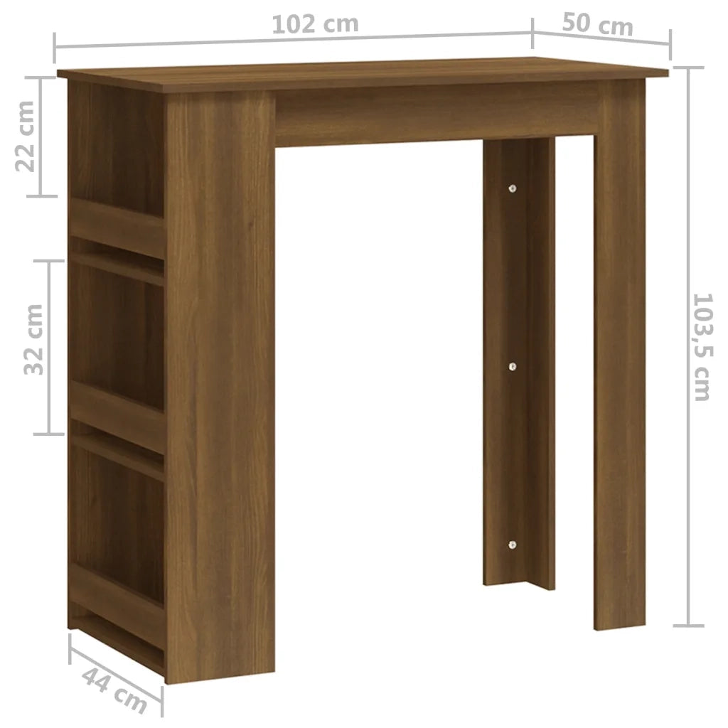 Tavolino da Bar con Ripiani Marrone Rovere 102x50x103,5 cm 812968