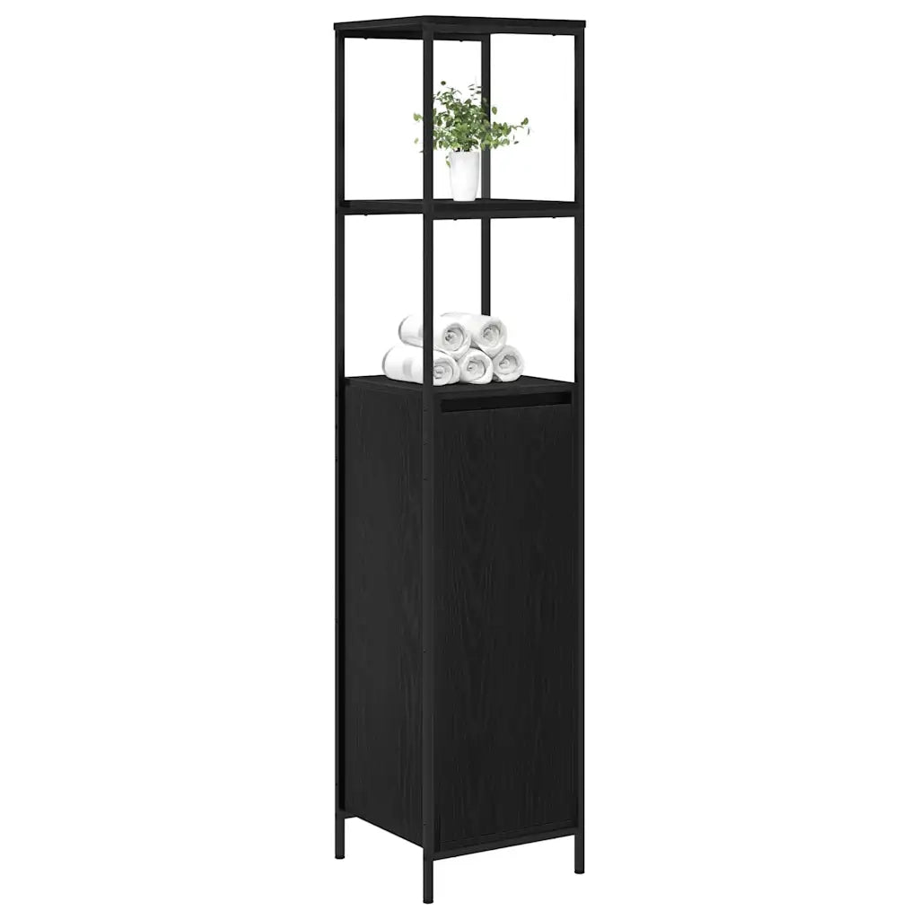 Mobile da Bagno con Ripiani Rovere Nero 36x35x165 cm 861907