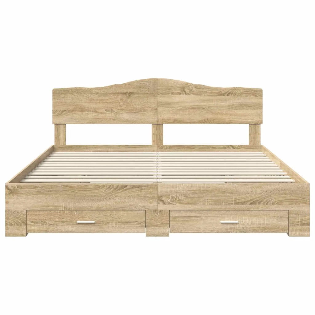 Struttura del letto con testiera Rovere Sonoma 200 x 200 cm 3413154