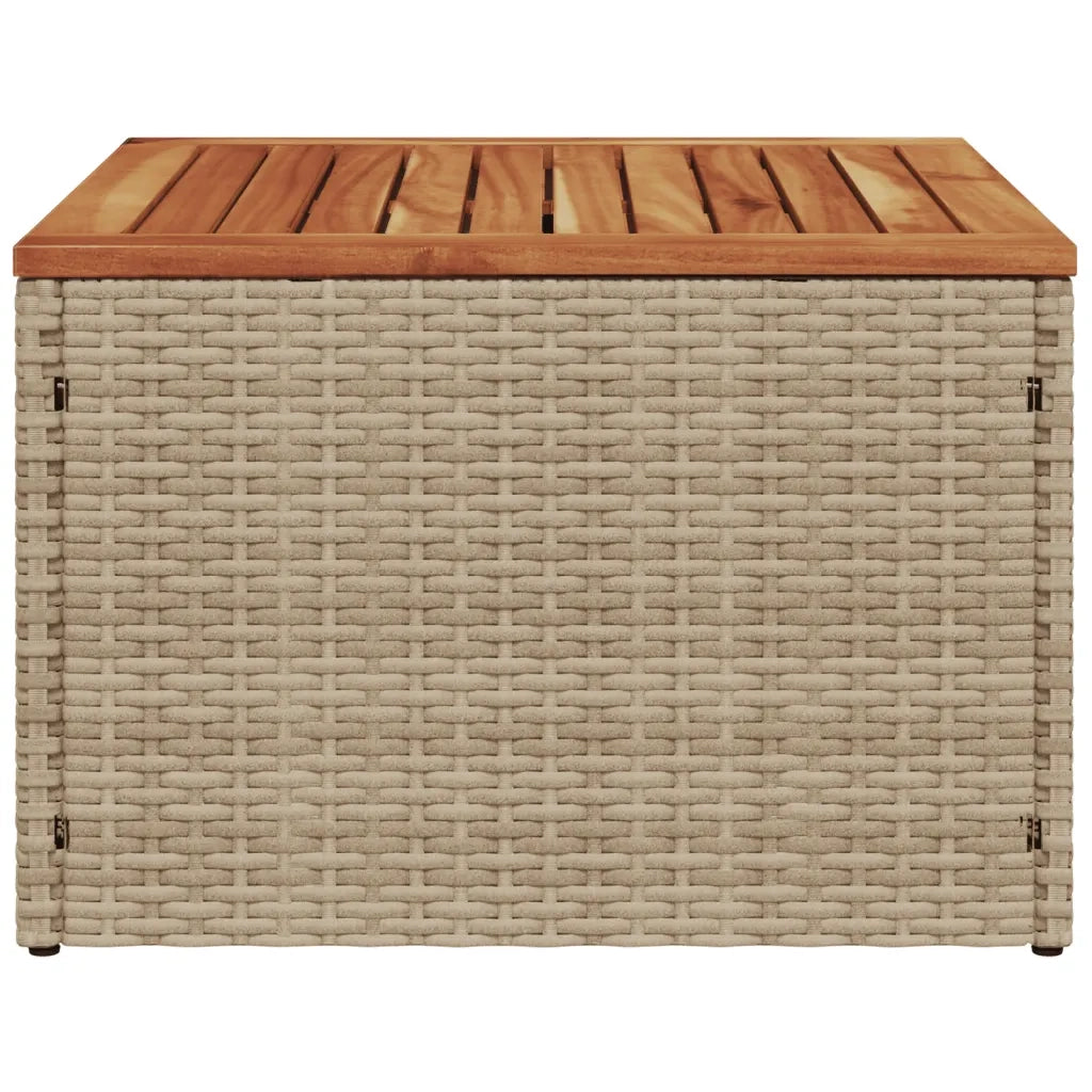 Tavolo da Giardino Beige 55x55x37 cm Polyrattan e Legno Acacia 366064