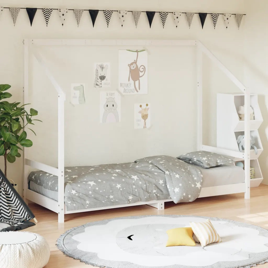 Giroletto per Bambini Bianco 80x200cm in Legno Massello di Pino 835701