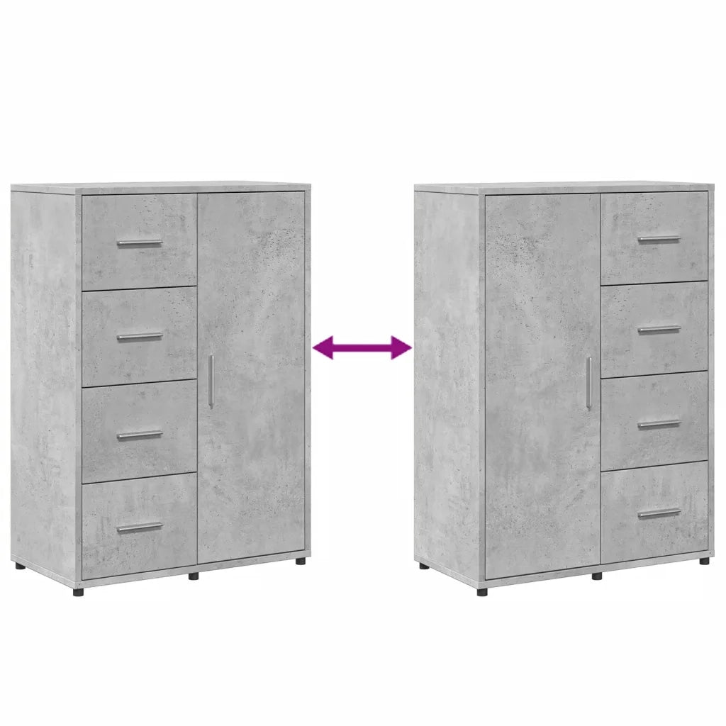Credenze 2 pz | Madia | Buffet da pranzo | Armadio da pranzo Grigio Cemento 60x31x84 cm in Legno Multistrato