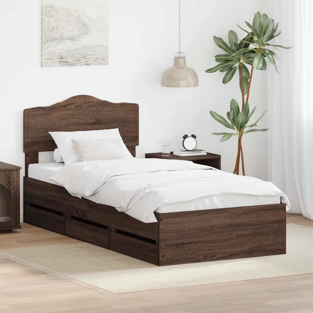 Struttura del letto con cassetto Rovere Marrone 90 x 190 cm 3413053