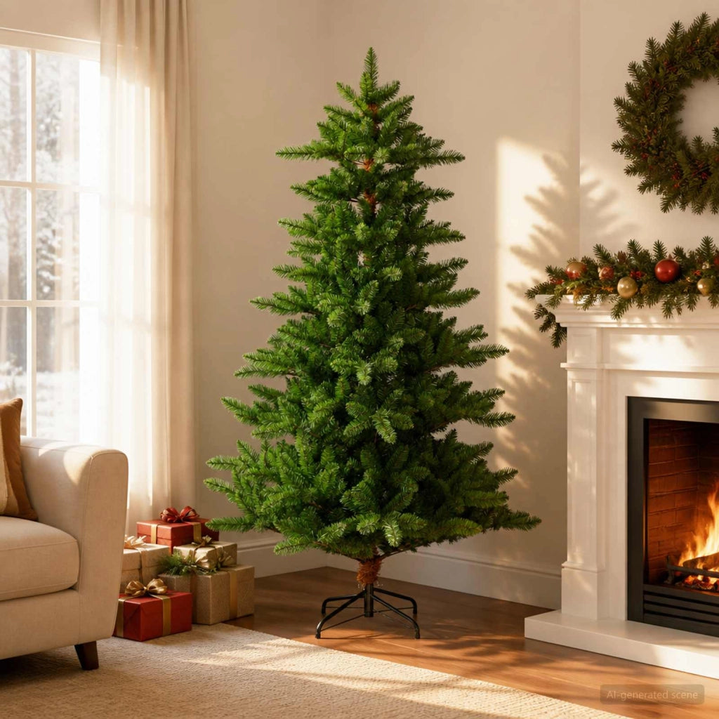 Albero di Natale artificiale 210 cm PVC e Metallo Verde 42056474