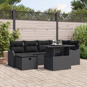 Set di Divani da Giardino  7 Pezzi con Cuscini Rattan Nero