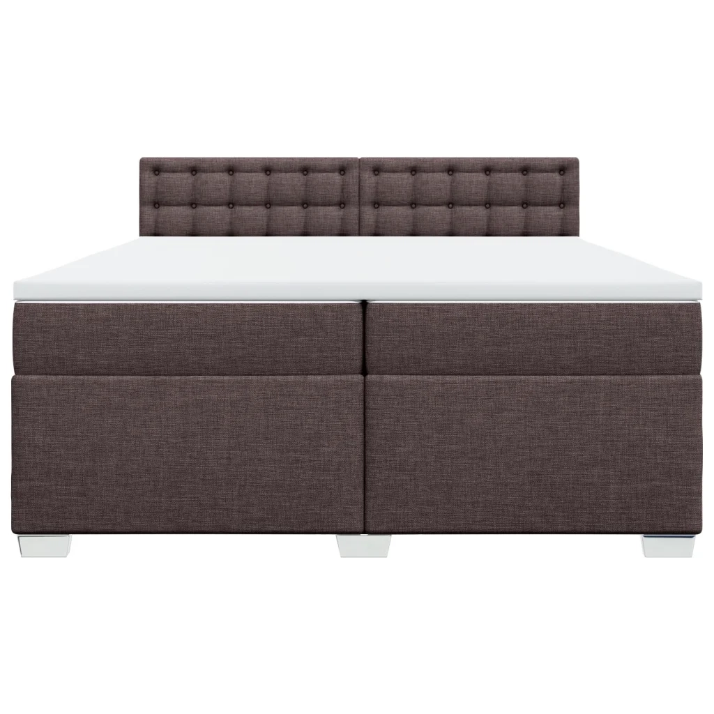 vidaXL Giroletto a Molle con Materasso Marrone Scuro 200x200cm Tessuto