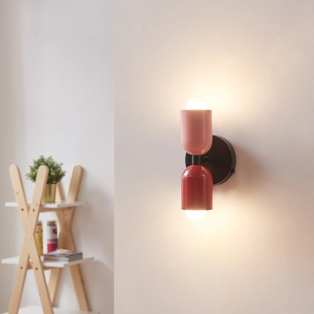 Lampada da Parete Trorlos con 2 Paralumi Applique Up Down - Rosa / Rosso lux.pro