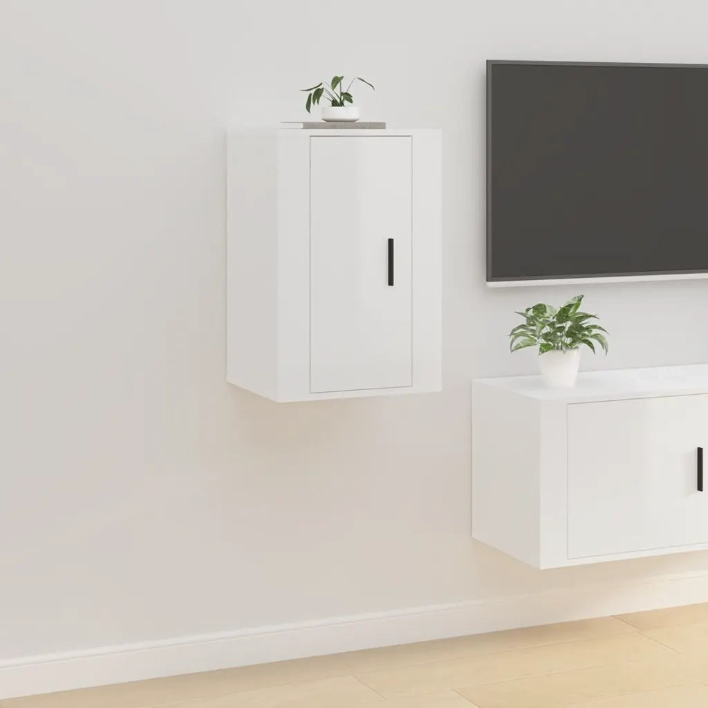 Mobile Porta TV a Parete Bianco Lucido 40x34,5x60 cm 816660
