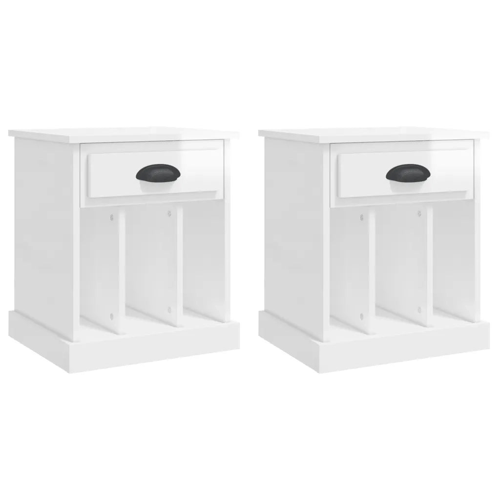 Comodini 2 pz-Set di 2 Tavolino da notte Bianco Lucido 43x36x50 cm