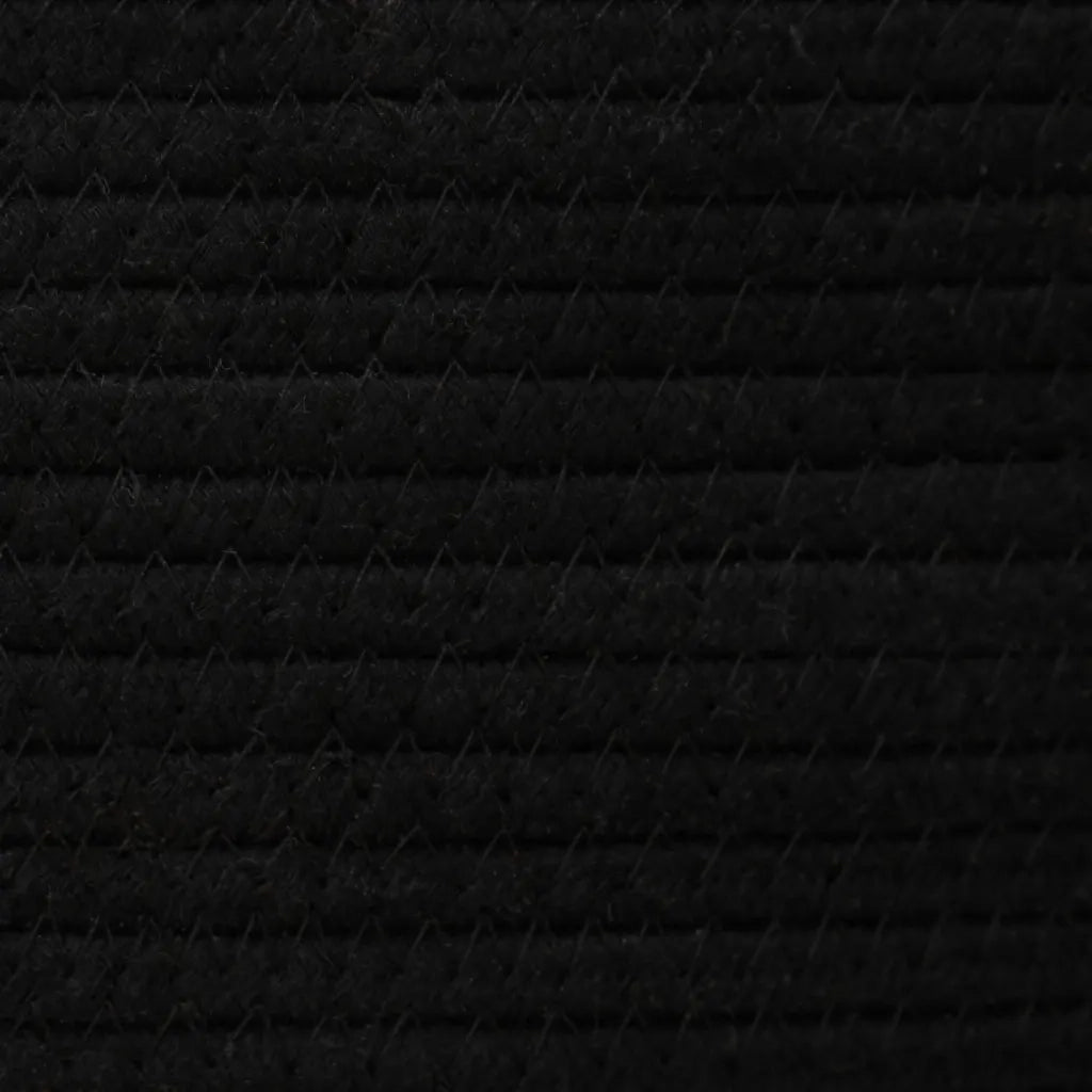 Cestino Portaoggetti con Coperchio Nero e Beige Ø37x50cm Cotone 358479