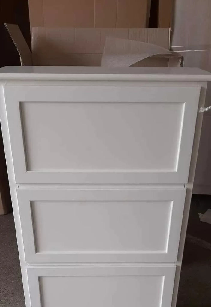 scarpiera 4 ante ribalta arte povera legno bianco 79x30x170 (1281) - Mobili 2G