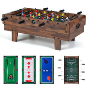 Set di tavoli da gioco 4 in 1 calcio balilla biliardo ping pong-Tavolo multi-gioco hockey accessori per casa sala giochi Marrone