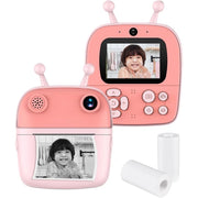 Trade Shop - Fotocamera A Stampa Istantanea Per Bambini Digitale 1080p Doppio Obiettivo Con Carta -