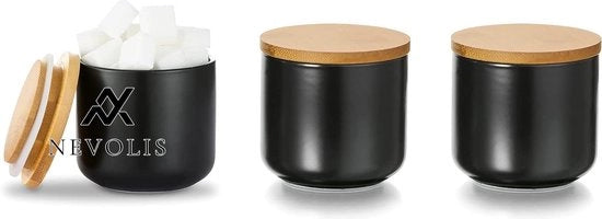 Set di 3 contenitori per spezie in ceramica 16oz con coperchio, biscotto, per canister di cucina, confezione per spezie, sale, pepe, fagioli, biscotti, spezie nero.