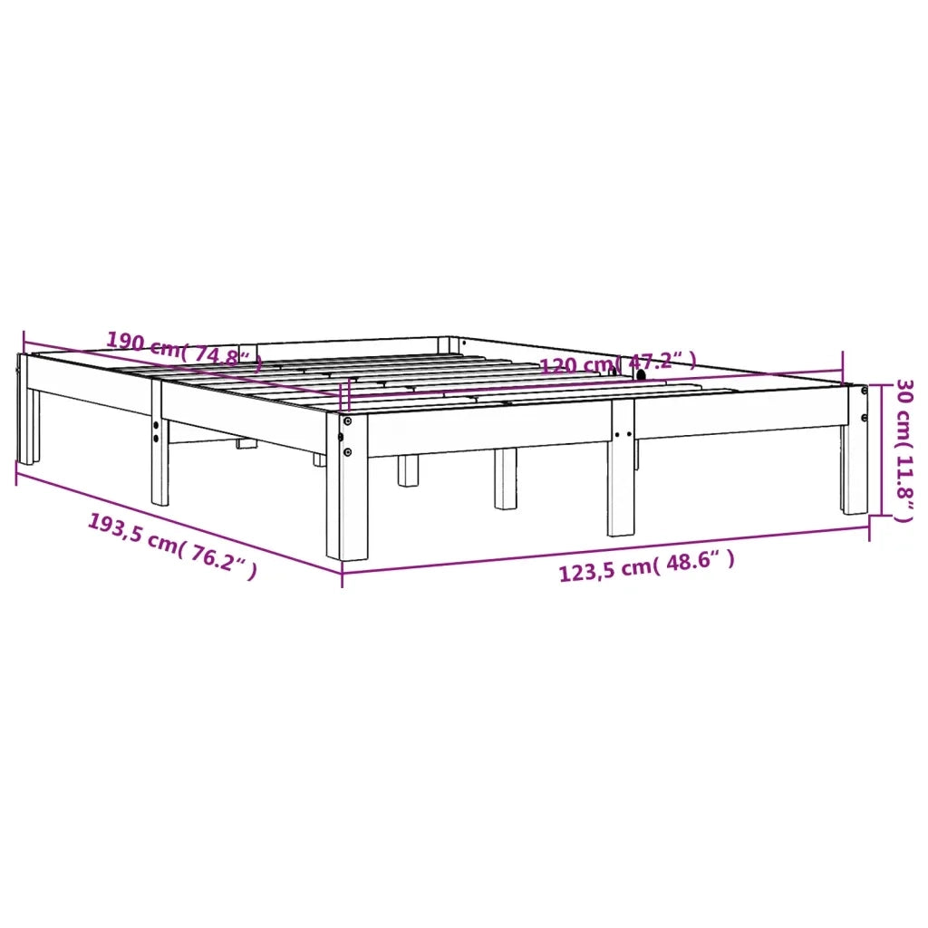 Letto senza Materasso Marrone Cera 120x190 cm in Legno di Pino 844165