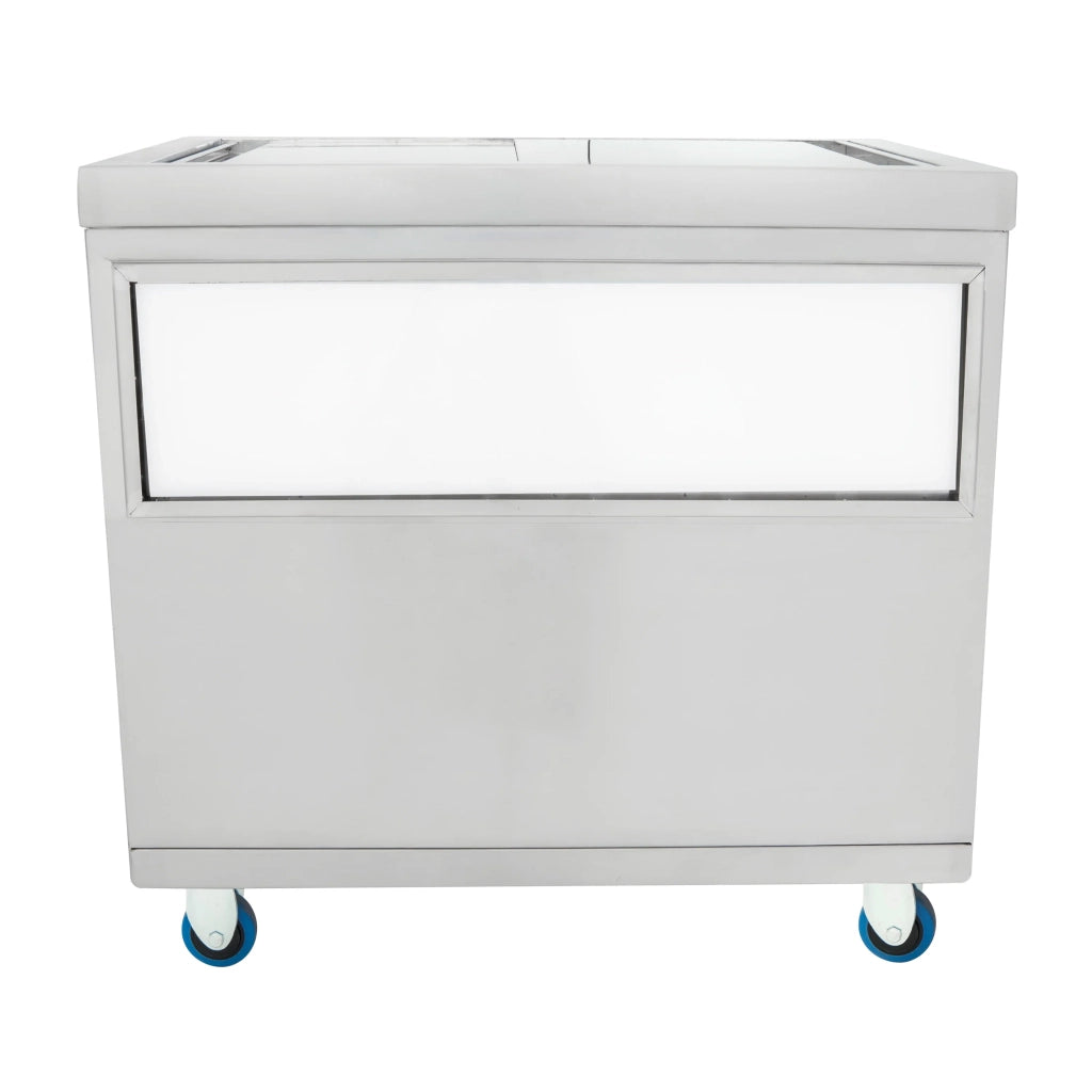 Carrello Portaghiaccio Mobile 86L con Ruote 80cm Coperchio Diviso e Vano
